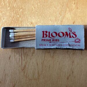 VINTAGE Bloom's Prime Ribs Yarmouth Cape Cod MATCHBOX matchbook match book